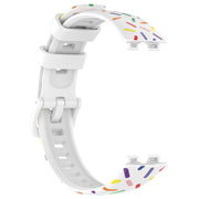 For Huawei Band 8 Sports Rainbow Dots Silicone Watch Band(White)