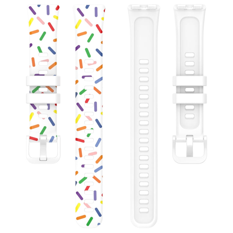 For Huawei Band 8 Sports Rainbow Dots Silicone Watch Band(White)