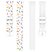 For Huawei Band 8 Sports Rainbow Dots Silicone Watch Band(White)