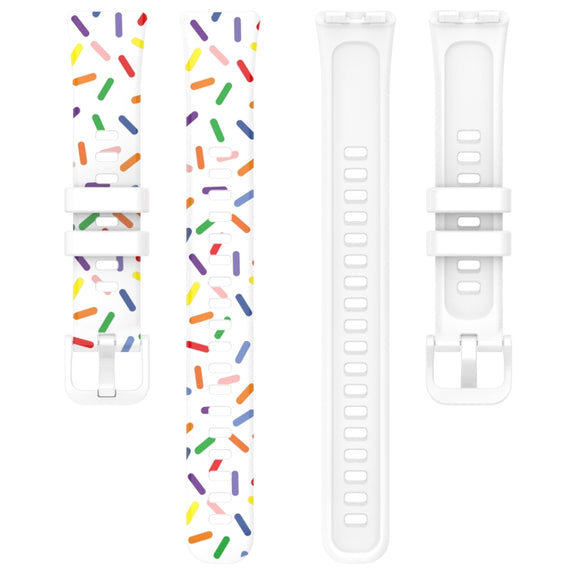 For Huawei Band 8 Sports Rainbow Dots Silicone Watch Band(White)
