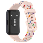 For Huawei Band 10 / 9 / 8 Sports Rainbow Dots Silicone Watch Band(Light Pink)