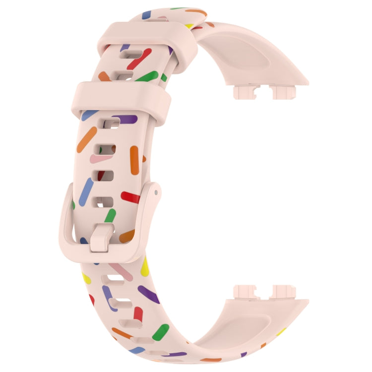 For Huawei Band 10 / 9 / 8 Sports Rainbow Dots Silicone Watch Band(Light Pink)