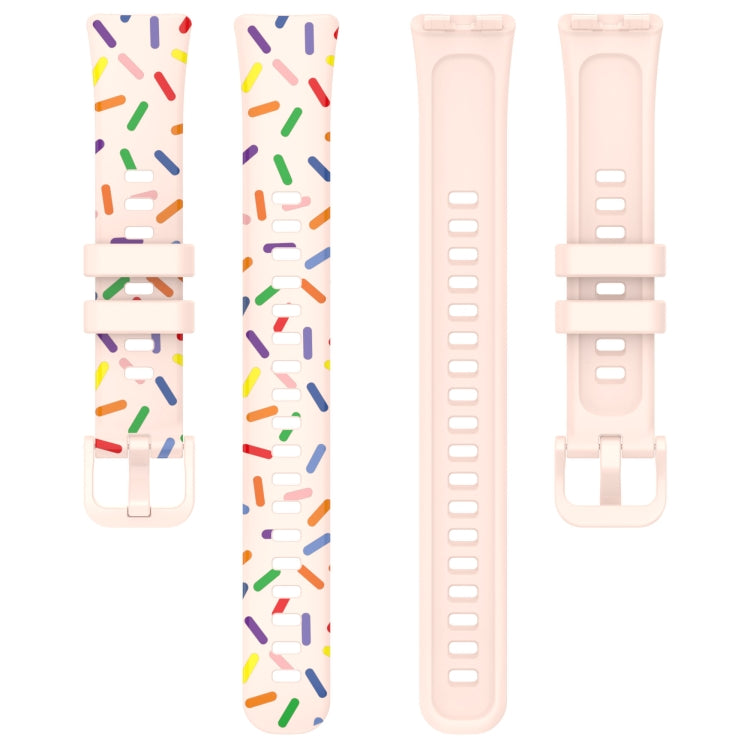 For Huawei Band 10 / 9 / 8 Sports Rainbow Dots Silicone Watch Band(Light Pink)
