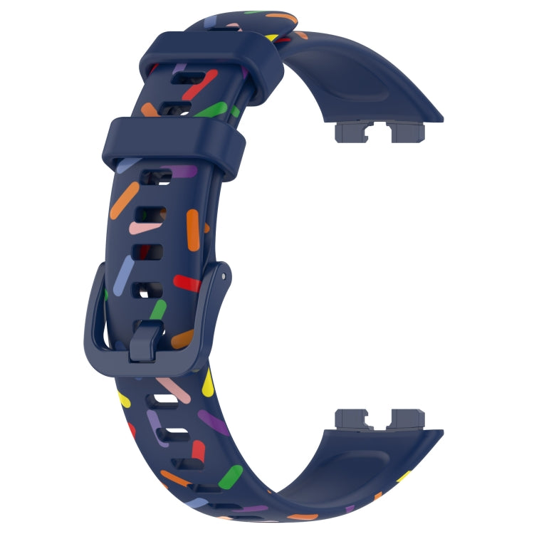 For Huawei Band 10 / 9 / 8 Sports Rainbow Dots Silicone Watch Band(Midnight Blue)