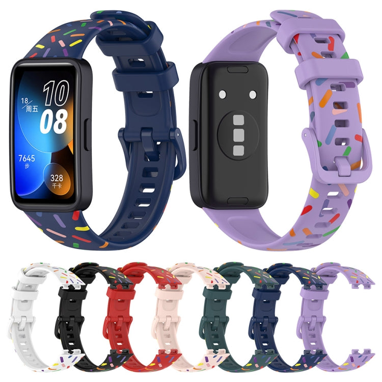 For Huawei Band 8 Sports Rainbow Dots Silicone Watch Band(White)