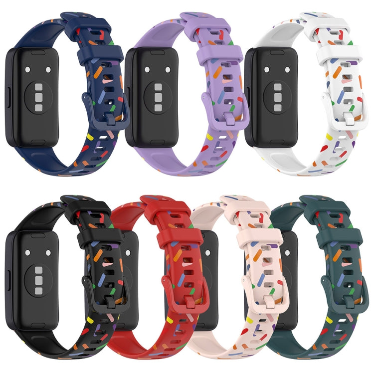 For Huawei Band 8 Sports Rainbow Dots Silicone Watch Band(White)