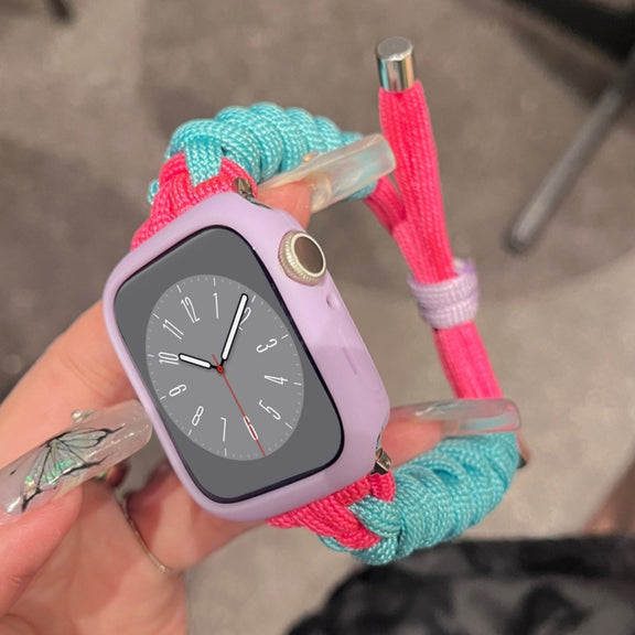 For Apple Watch 4 40mm Twist Knotted Nylon Watch Band(Mint Green Rose Red)