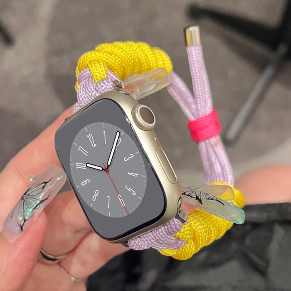 For Apple Watch 2 38mm Twist Knotted Nylon Watch Band(Yellow Purple)