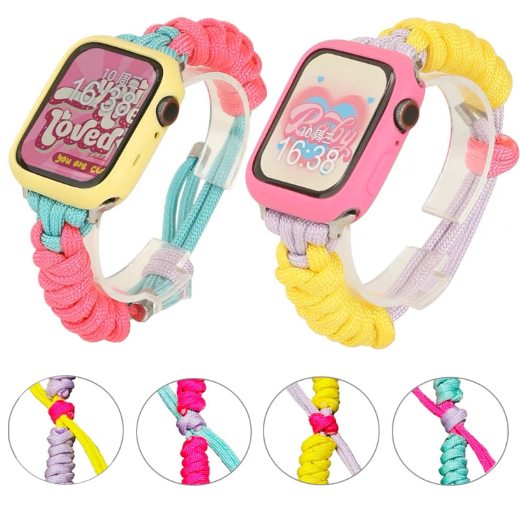 For Apple Watch 4 40mm Twist Knotted Nylon Watch Band(Mint Green Rose Red)