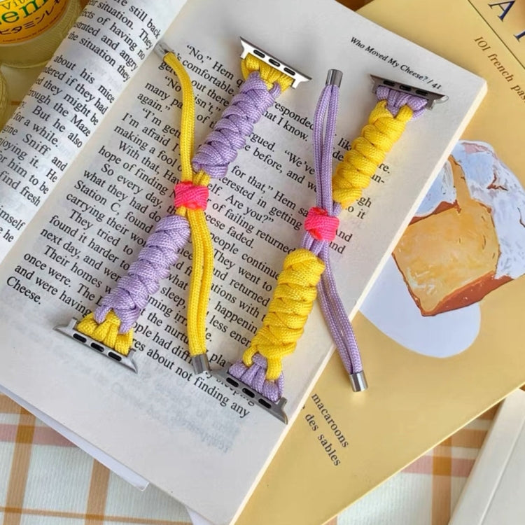 For Apple Watch SE 2022 40mm Twist Knotted Nylon Watch Band(Purple Yellow)