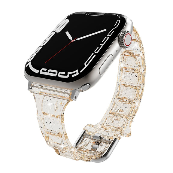 For Apple Watch SE 2022 44mm Cube Airbag Clear TPU Watch Band(Gold)