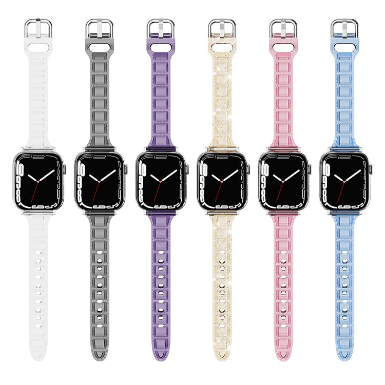 For Apple Watch 6 44mm Cube Airbag Clear TPU Watch Band(Pink)