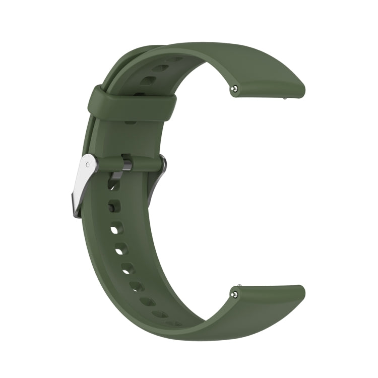 For Huawei Watch 4 / Watch 4 Pro Solid Color Silicone Stainless Steel Silver Buckle Watch Band(Dark Green)