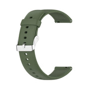 For Huawei Watch 4 / Watch 4 Pro Solid Color Silicone Stainless Steel Silver Buckle Watch Band(Dark Green)