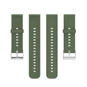 For Huawei Watch 4 / Watch 4 Pro Solid Color Silicone Stainless Steel Silver Buckle Watch Band(Dark Green)