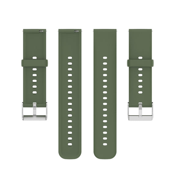 For Huawei Watch 4 / Watch 4 Pro Solid Color Silicone Stainless Steel Silver Buckle Watch Band(Dark Green)