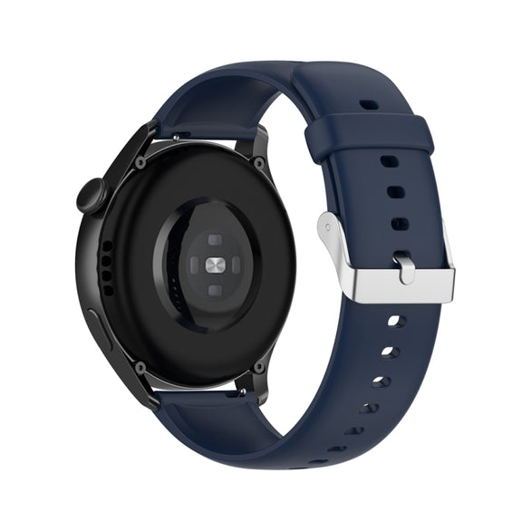 For Huawei Watch 4 / Watch 4 Pro Solid Color Silicone Stainless Steel Silver Buckle Watch Band(Navy Blue)