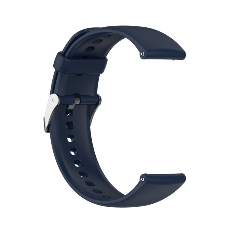 For Huawei Watch 4 / Watch 4 Pro Solid Color Silicone Stainless Steel Silver Buckle Watch Band(Navy Blue)