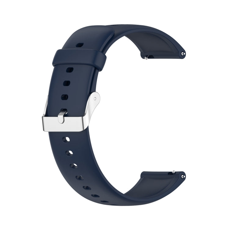 For Huawei Watch 4 / Watch 4 Pro Solid Color Silicone Stainless Steel Silver Buckle Watch Band(Navy Blue)