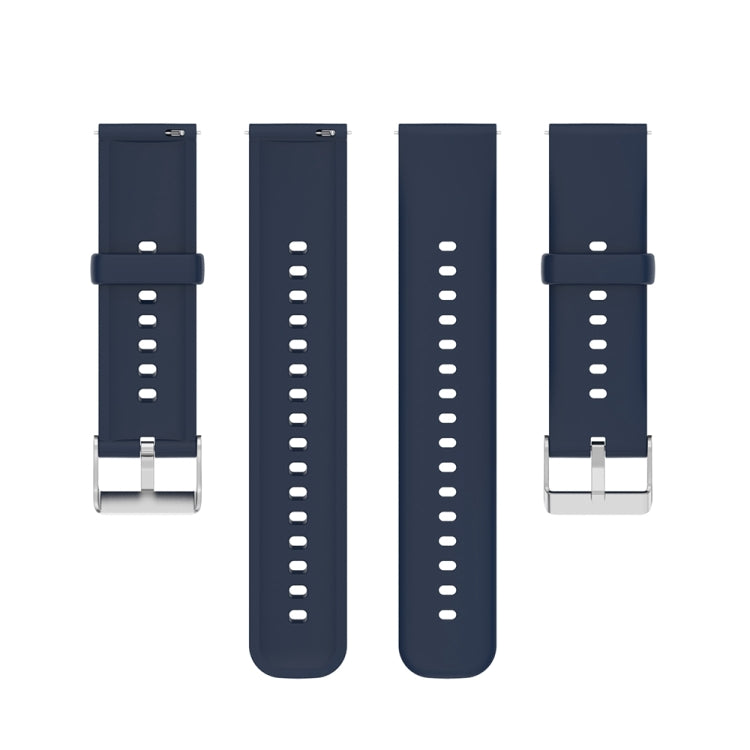 For Huawei Watch 4 / Watch 4 Pro Solid Color Silicone Stainless Steel Silver Buckle Watch Band(Navy Blue)