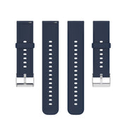 For Huawei Watch 4 / Watch 4 Pro Solid Color Silicone Stainless Steel Silver Buckle Watch Band(Navy Blue)
