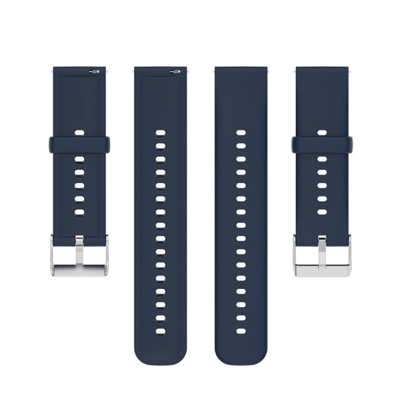 For Huawei Watch 4 / Watch 4 Pro Solid Color Silicone Stainless Steel Silver Buckle Watch Band(Navy Blue)
