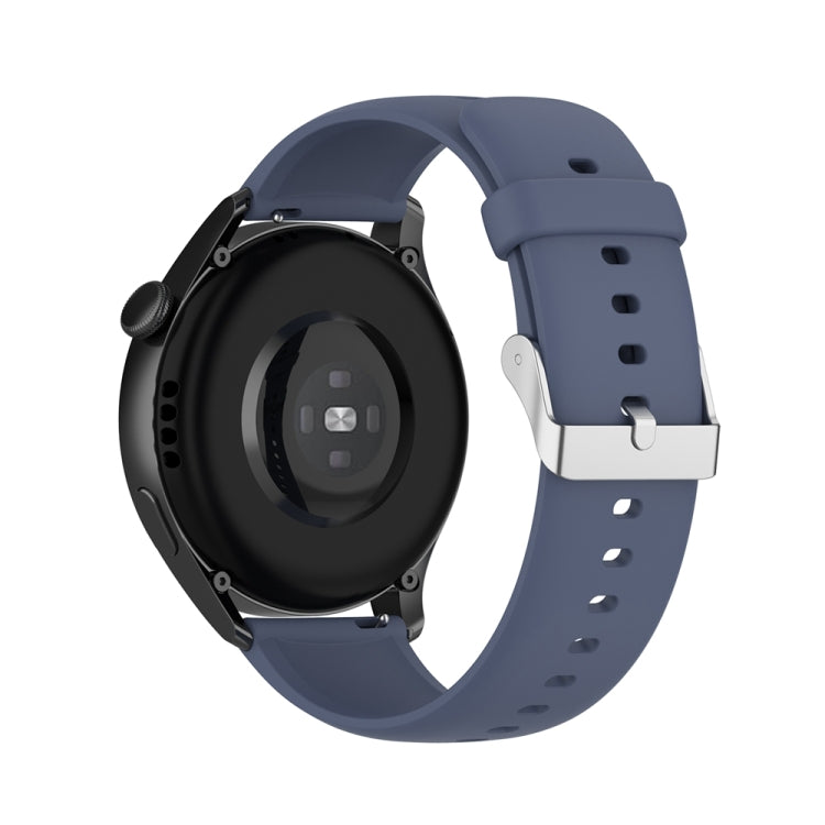 For Huawei Watch 4 / Watch 4 Pro Solid Color Silicone Stainless Steel Silver Buckle Watch Band(Blue Grey)