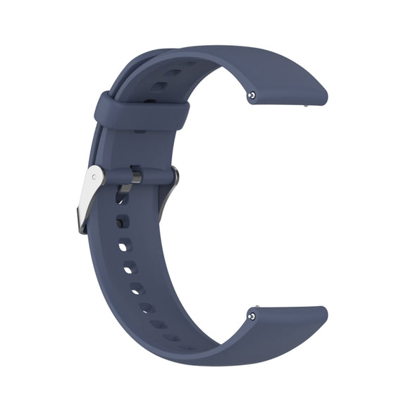 For Huawei Watch 4 / Watch 4 Pro Solid Color Silicone Stainless Steel Silver Buckle Watch Band(Blue Grey)