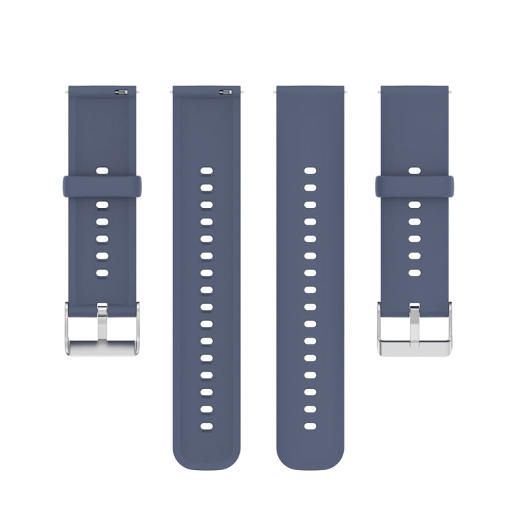 For Huawei Watch 4 / Watch 4 Pro Solid Color Silicone Stainless Steel Silver Buckle Watch Band(Blue Grey)