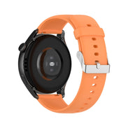 For Huawei Watch 4 / Watch 4 Pro Solid Color Silicone Stainless Steel Silver Buckle Watch Band(Orange)