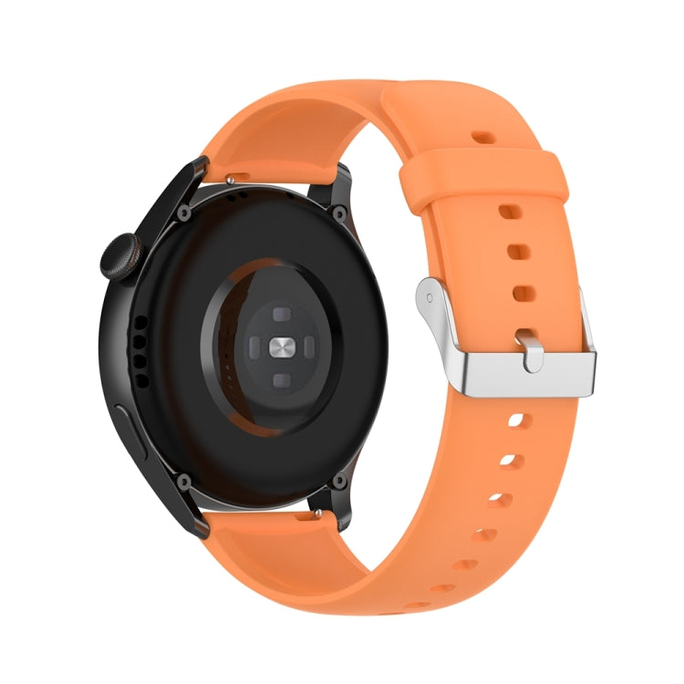 For Huawei Watch 4 / Watch 4 Pro Solid Color Silicone Stainless Steel Silver Buckle Watch Band(Orange)