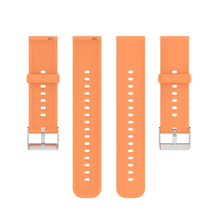 For Huawei Watch 4 / Watch 4 Pro Solid Color Silicone Stainless Steel Silver Buckle Watch Band(Orange)