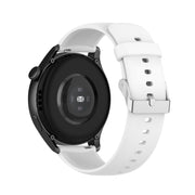 For Huawei Watch 4 / Watch 4 Pro Solid Color Silicone Stainless Steel Silver Buckle Watch Band(White)