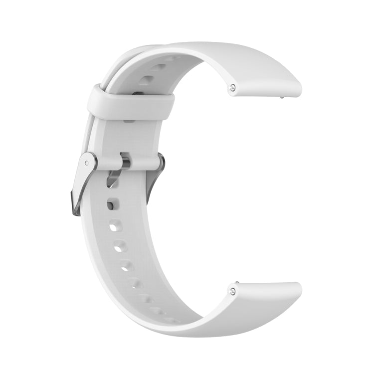 For Huawei Watch 4 / Watch 4 Pro Solid Color Silicone Stainless Steel Silver Buckle Watch Band(White)