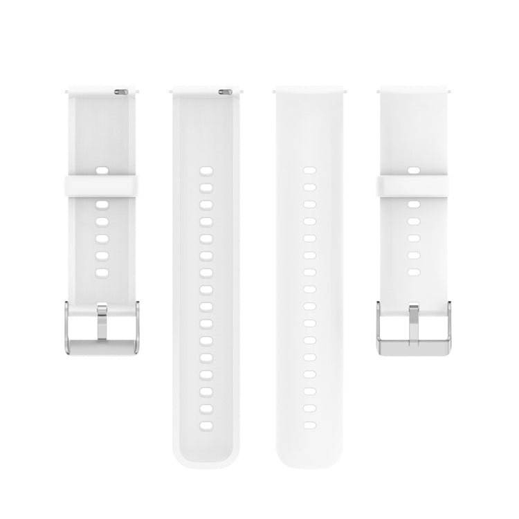 For Huawei Watch 4 / Watch 4 Pro Solid Color Silicone Stainless Steel Silver Buckle Watch Band(White)
