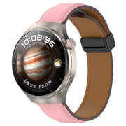 For Huawei Watch 4 / Watch 4 Pro Folding Buckle Genuine Leather Watch Band(Pink)