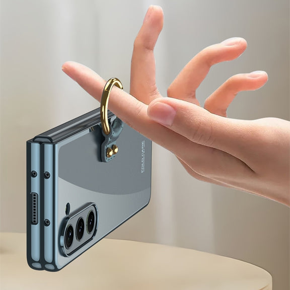 For Samsung Galaxy Z Fold5 GKK Electroplating Phone Case with Ring(Black)