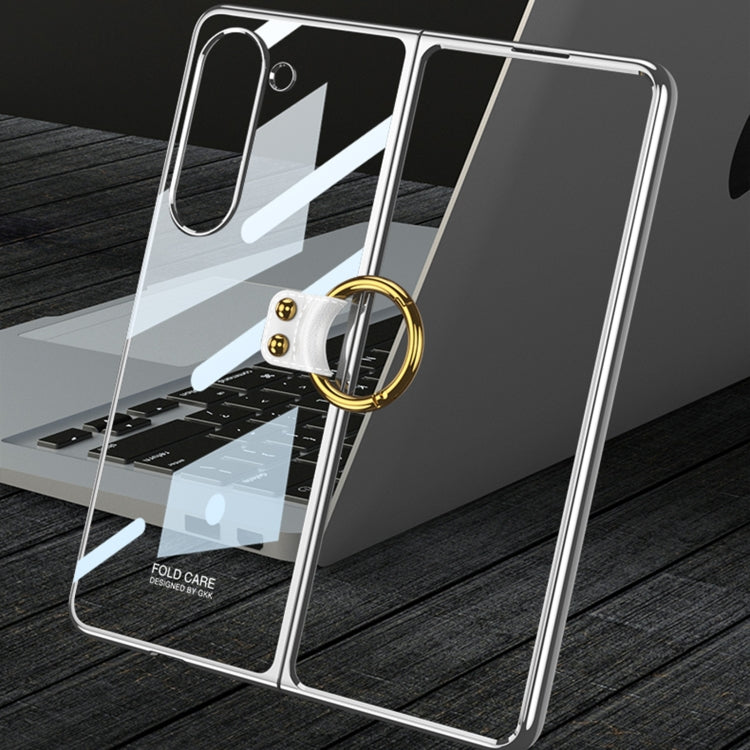 For Samsung Galaxy Z Fold5 GKK Electroplating Phone Case with Ring(Black)