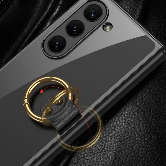 For Samsung Galaxy Z Fold5 GKK Electroplating Phone Case with Ring(Silver)
