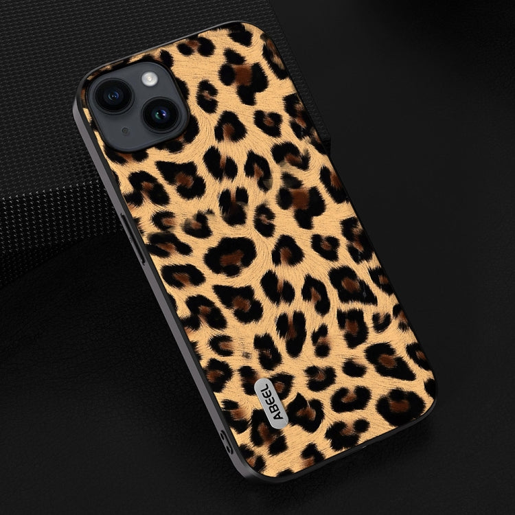 For iPhone 15 Plus ABEEL Black Edge Leopard Phone Case(Leopard Print)