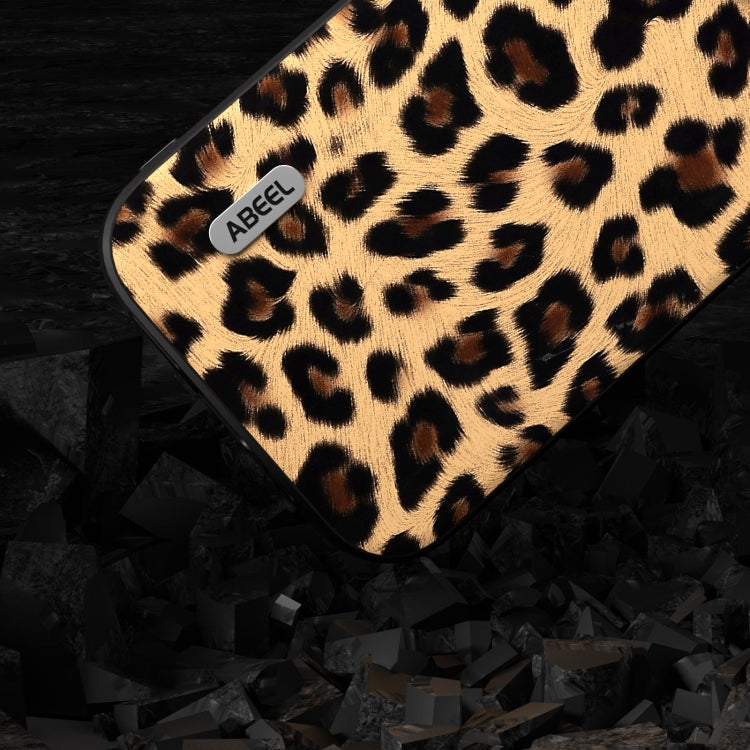 For iPhone 15 Plus ABEEL Black Edge Leopard Phone Case(Leopard Print)