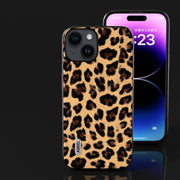 For iPhone 15 Plus ABEEL Black Edge Leopard Phone Case(Leopard Print)