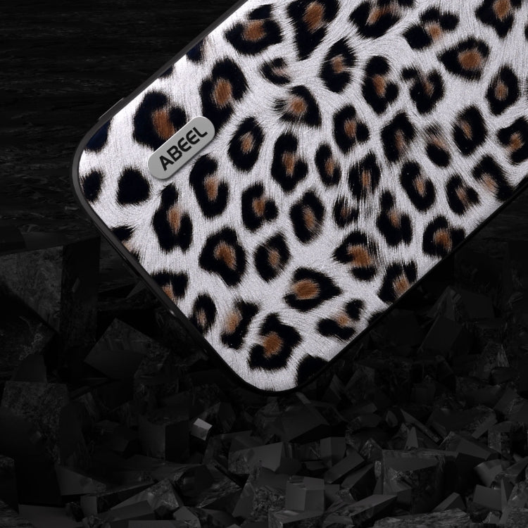 For iPhone 14 Plus ABEEL Black Edge Leopard Phone Case(Silver Leopard)