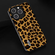 For iPhone 14 Pro ABEEL Black Edge Leopard Phone Case(Golden Leopard)