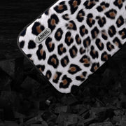 For iPhone 14 Pro Max ABEEL Black Edge Leopard Phone Case(Silver Leopard)