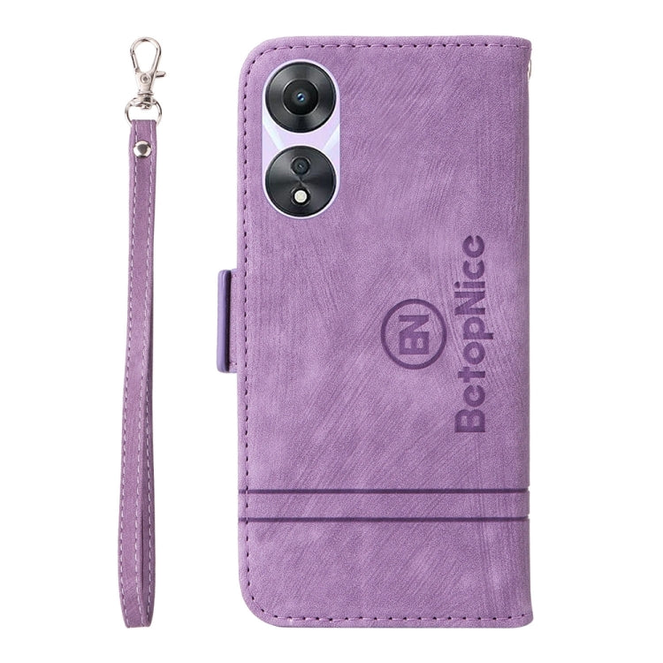For OPPO A78 5G Global BETOPNICE Dual-side Buckle Leather Phone Case(Purple)