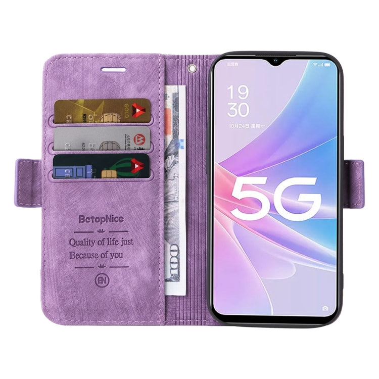 For OPPO A78 5G Global BETOPNICE Dual-side Buckle Leather Phone Case(Purple)