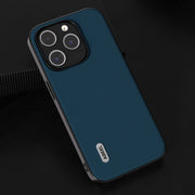 For iPhone 15 Pro ABEEL Genuine Leather Silky Soft Black Edge Phone Case(Blue)