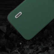 For iPhone 15 Plus ABEEL Genuine Leather Silky Soft Black Edge Phone Case(Green)