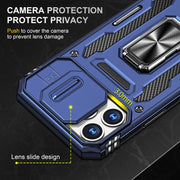 For iPhone 15 Pro Armor PC + TPU Camera Shield Phone Case(Navy Blue)